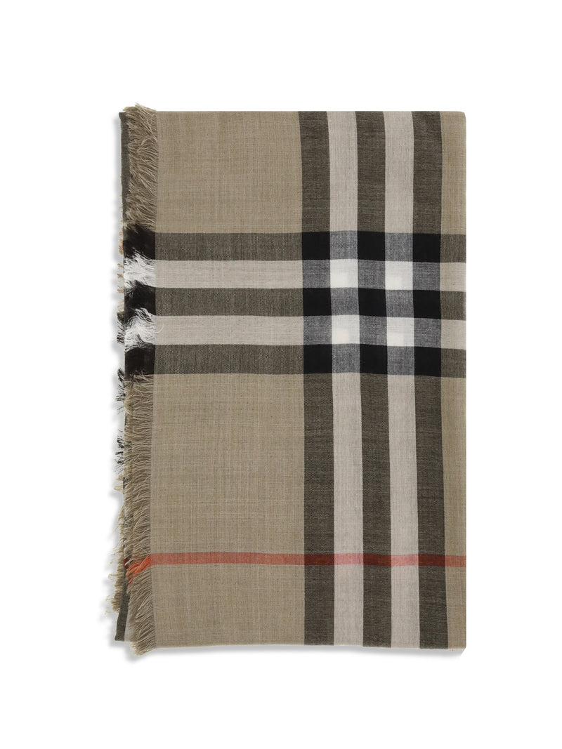 Burberry Reversible Wool & Silk Check Scarf — Beige Scarfs