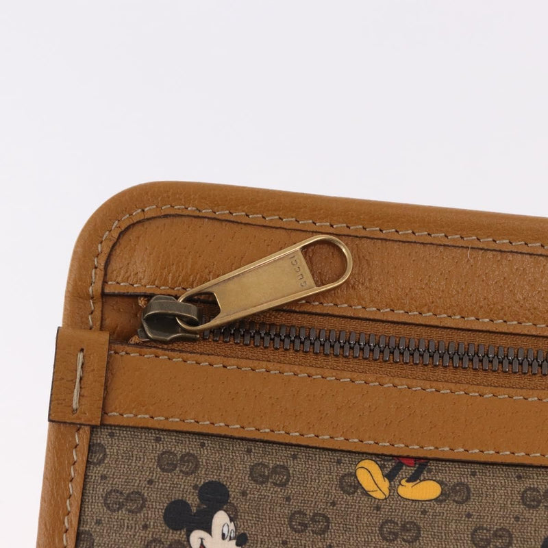Gucci Disney Mickey Mouse Front Zip Printed Mini Gg Coated Canvas Beige Bag