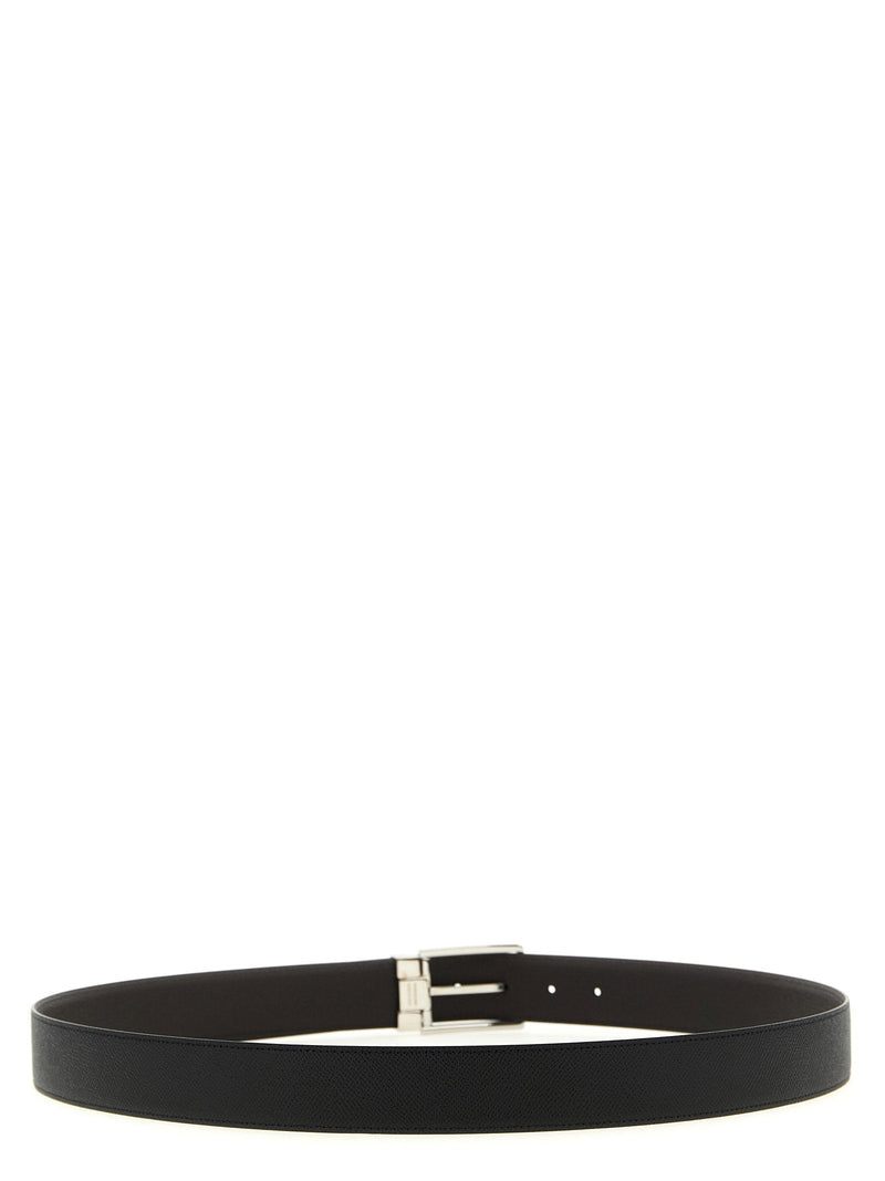 Ferragamo Gancini Belt — Black Hammered Calf Leather