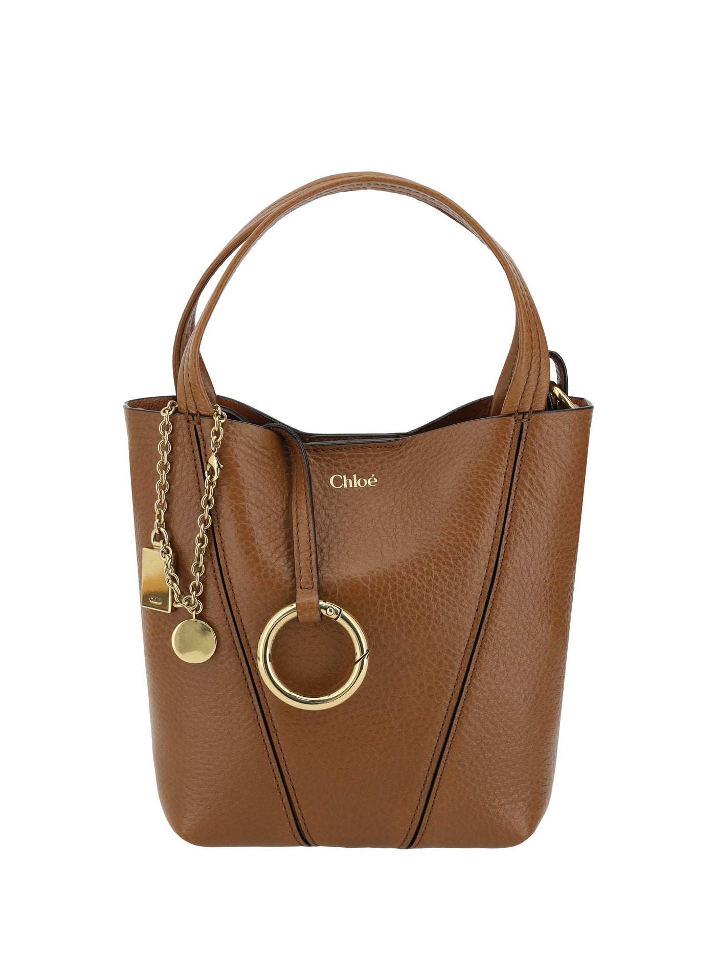 Chloé Spin Shoulder Bag — Brown Calf Leather Bos Taurus