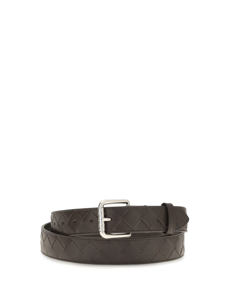 Bottega Veneta Intrecciato Belt — Gray Calf Leather