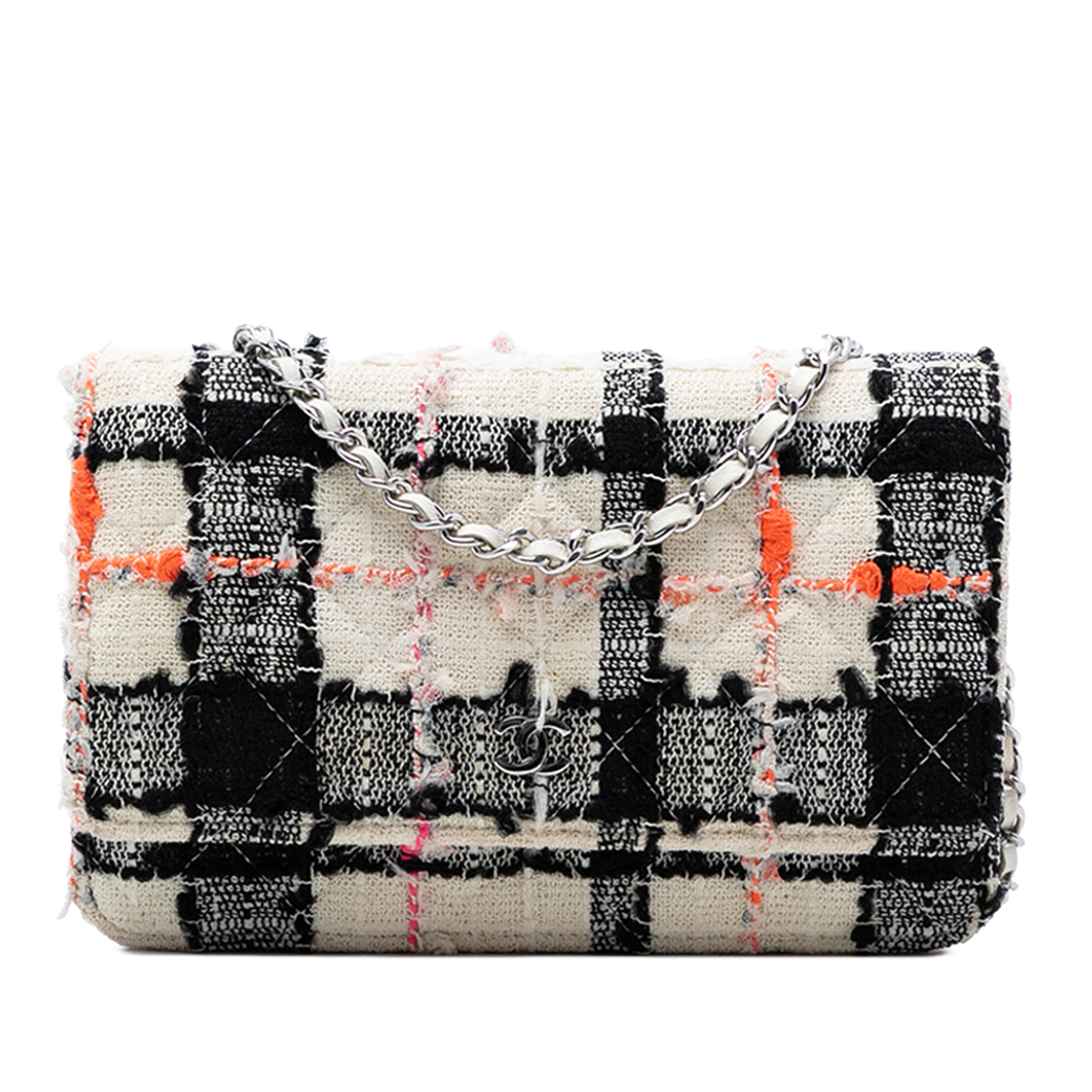 CC Quilted Tweed Wallet On Chain - Image 1