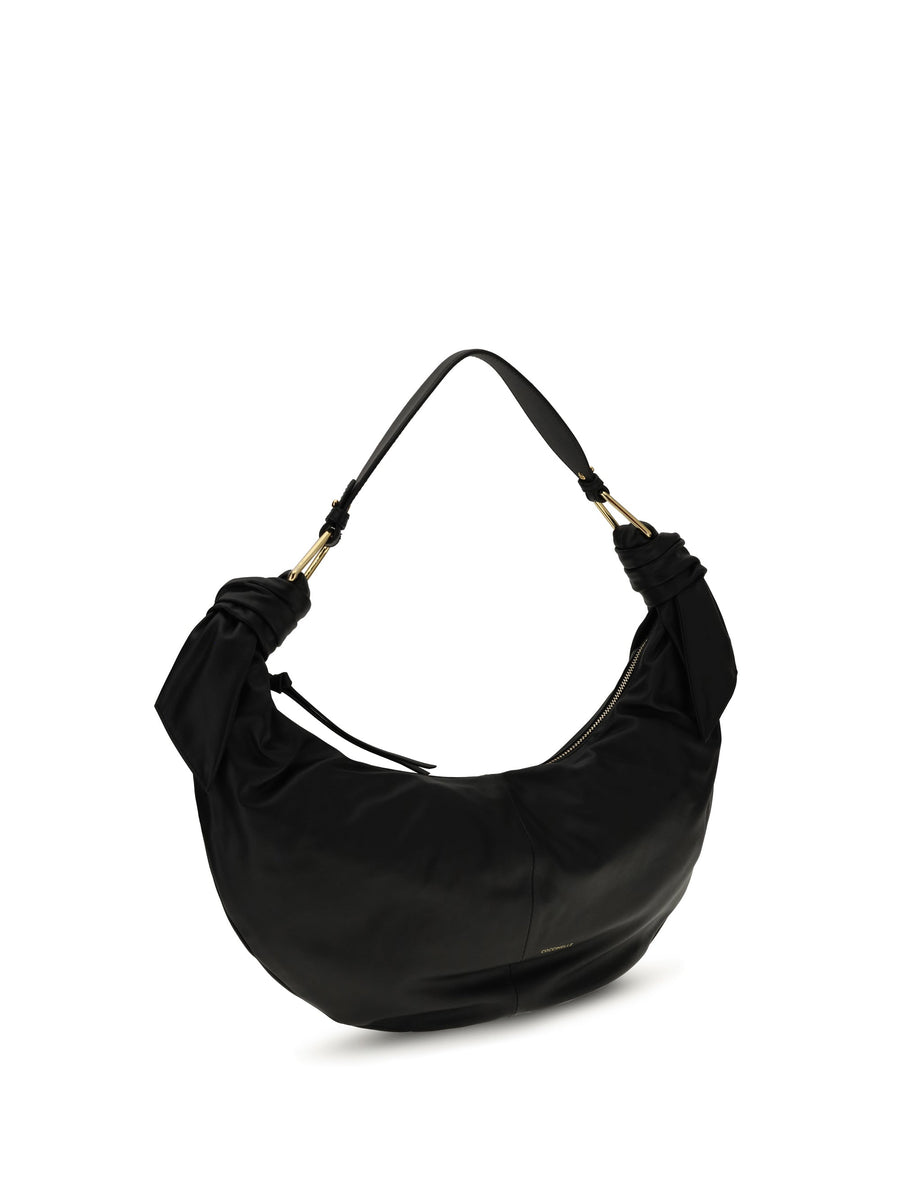 Coccinelle Furoshiki Shoulder Bag — Black Calf Leather