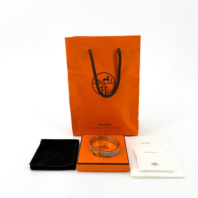 Hermes Clic H Enamel Brown Silver Bijoux