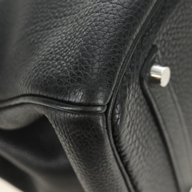 Hermes Birkin Black Clemence With Palladium Hardware Leather Bag