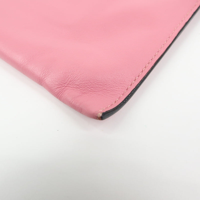 Miu Miu Logo Chain Clutch Shearling Pink Leather