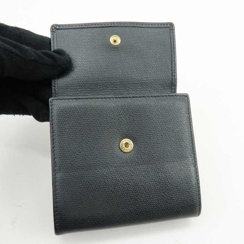 Chanel Cc Button Coin Purse Leather Black Calfskin Accessory