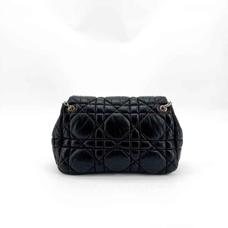 Christian Dior Milly La Foret Cannage Quilt Lambskin Black Leather Bag