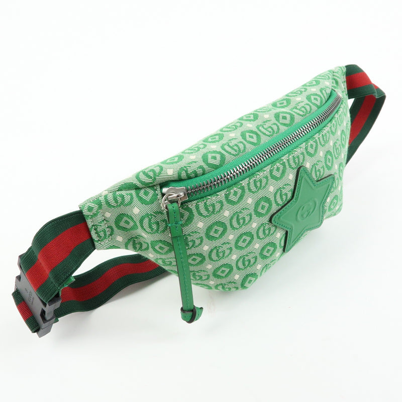 Gucci Childrens Belt Printed Gg Coated Canvas Green Bag