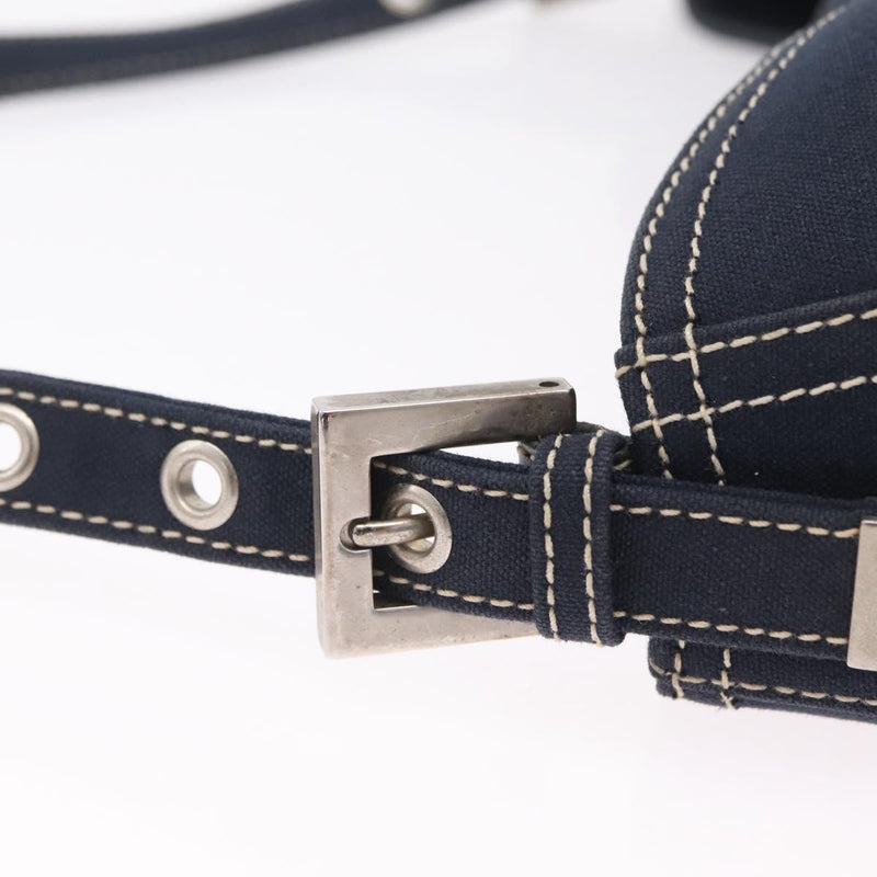 Fendi Baguette Canvas Navy Bag
