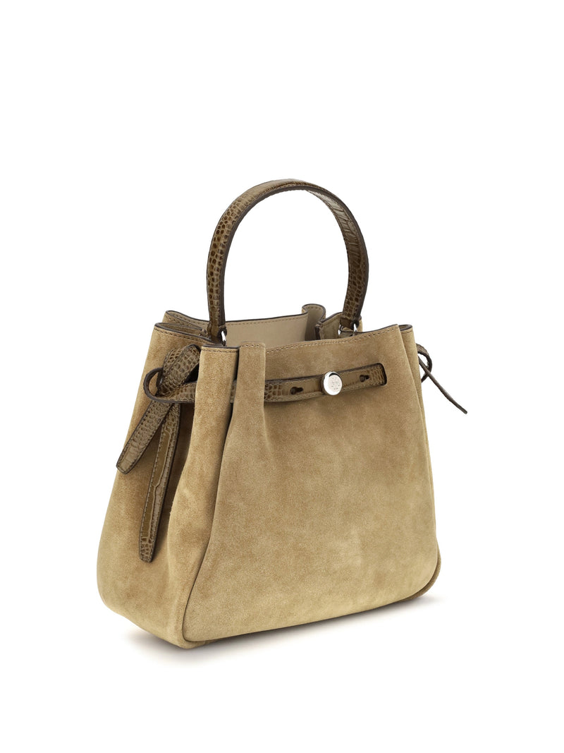 Tory Burch Romy Bucket Bag — Beige Suede