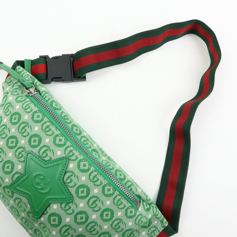 Gucci Childrens Belt Printed Gg Coated Canvas Green Bag
