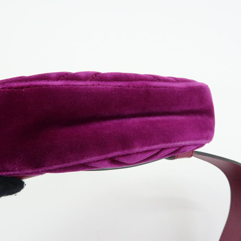 Gucci Gg Marmont Belt Matelasse Velvet Purple Bag