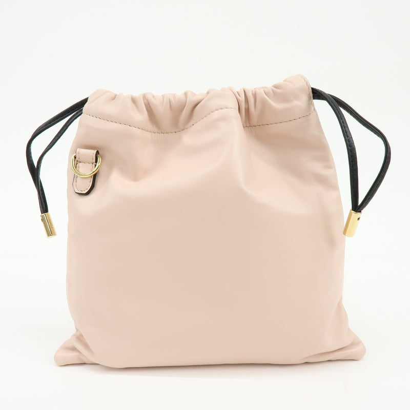 Fendi Logo Drawstring Leather Pink Bag