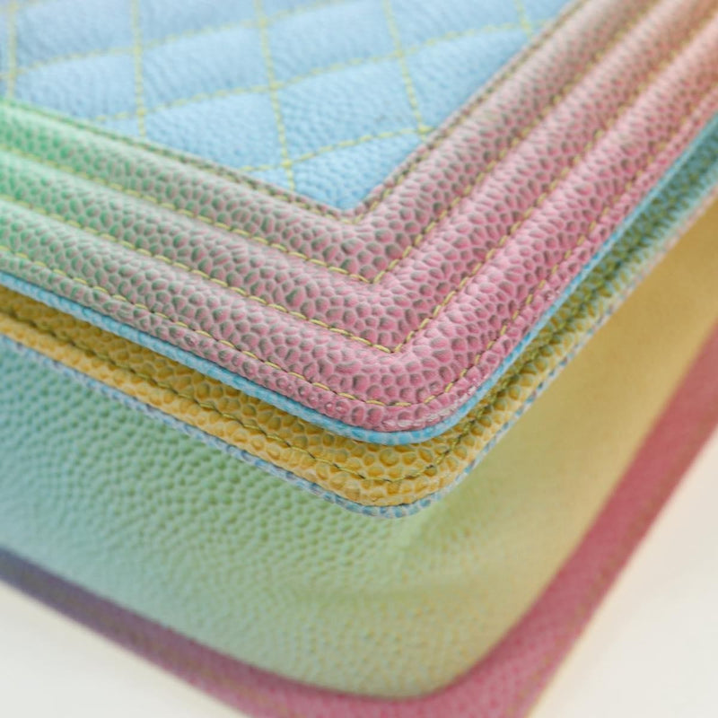 Chanel Rainbow Boy Flap Quilted Painted Caviar Multicolour Leather Bag