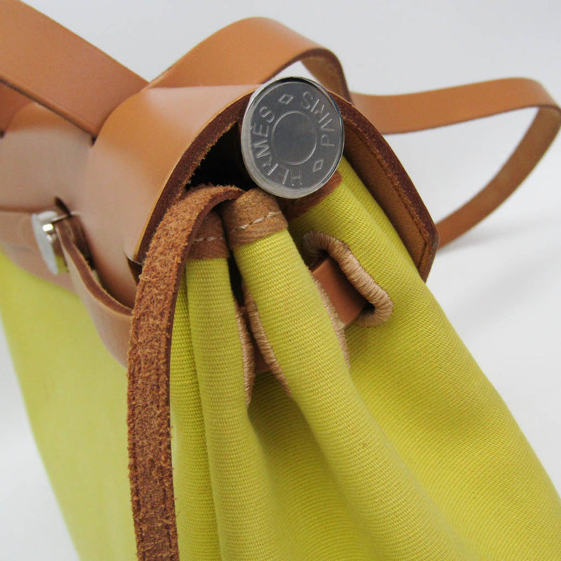 Hermes Herbag Zip Verso Leather And Toile Yellow Canvas Bag