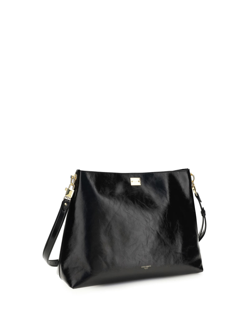 Dolce & Gabbana Vittoria Shoulder Bag — Black Calf Leather Bos Taurus