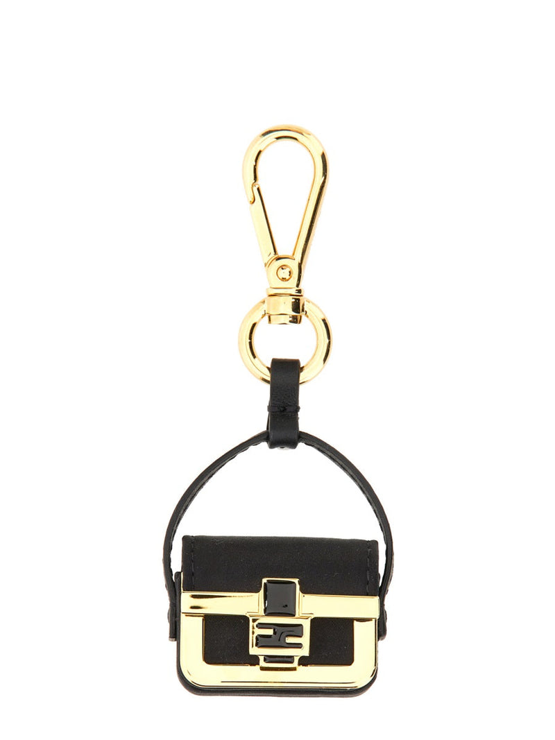 Fendi Pico Baguette Key Case — Black Leather Keychains