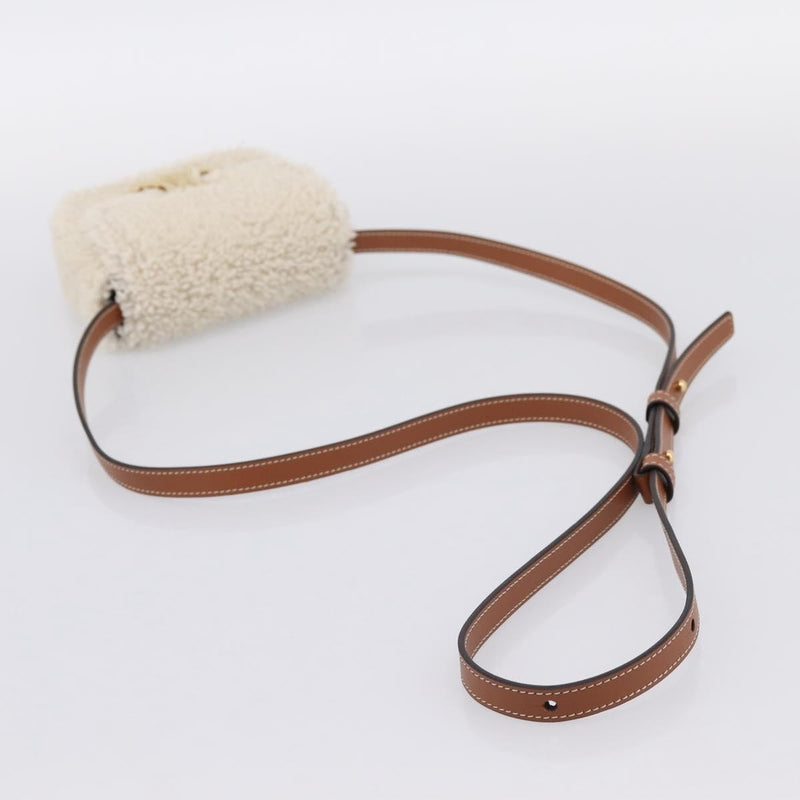 Celine Triomphe Shoulder Shearling Beige Wool Bag
