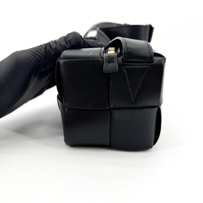 Bottega Veneta Brick Cassette Maxi Intrecciato Leather Black Bag