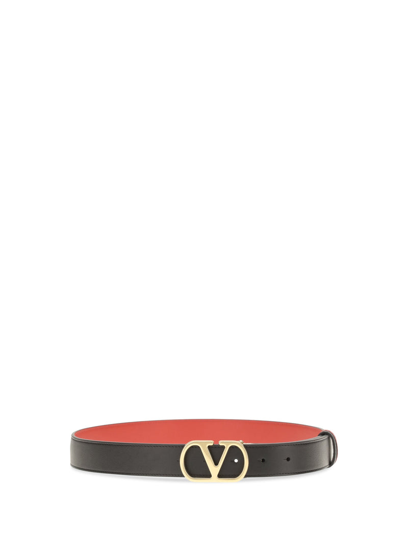 Valentino Garavani Reversible Calfskin Belt — Black Calf Leather