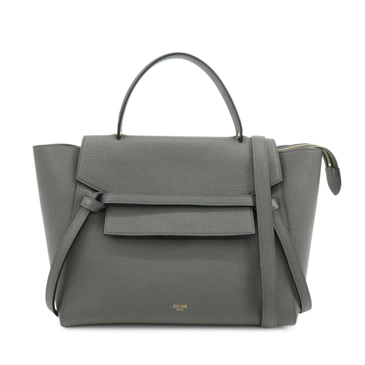 Celine Belt Textured Leather Gray Calfskin Bag