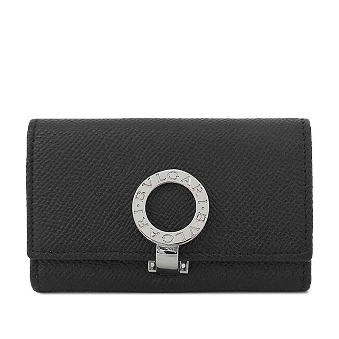 Grained Calfskin Logo Clip Key Case - Image 1