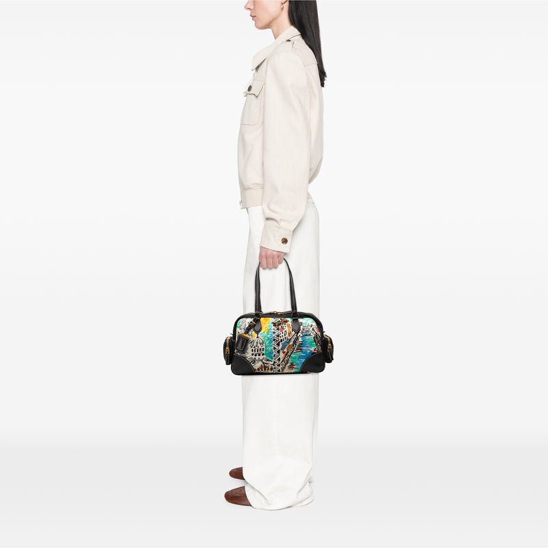 Printed Canvas Venezia Shoulder Bag - Image 6