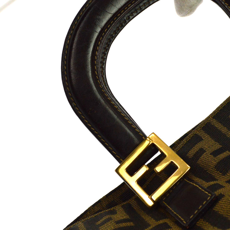 Fendi Vintage Top Handle Zucca Canvas Brown Bag