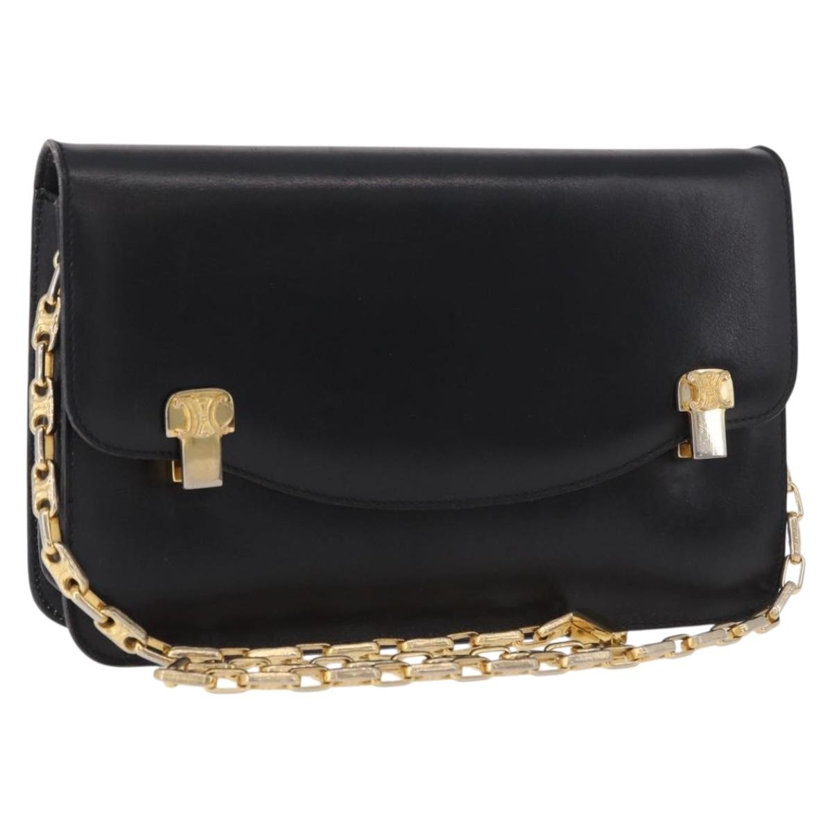Celine Shoulder Leather Black Bag