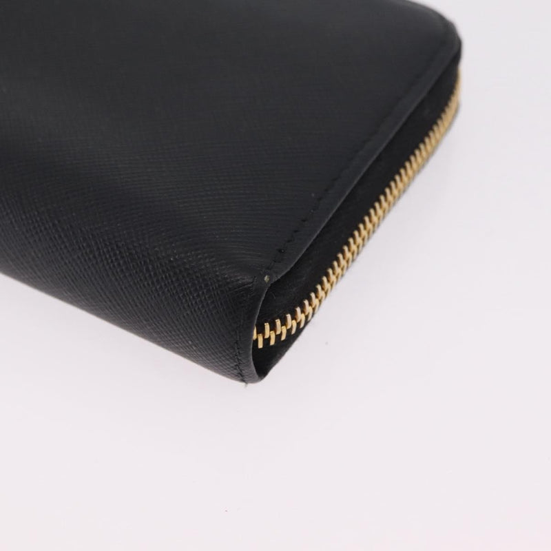 Prada Zip Around Tab Saffiano Leather Black Accessory