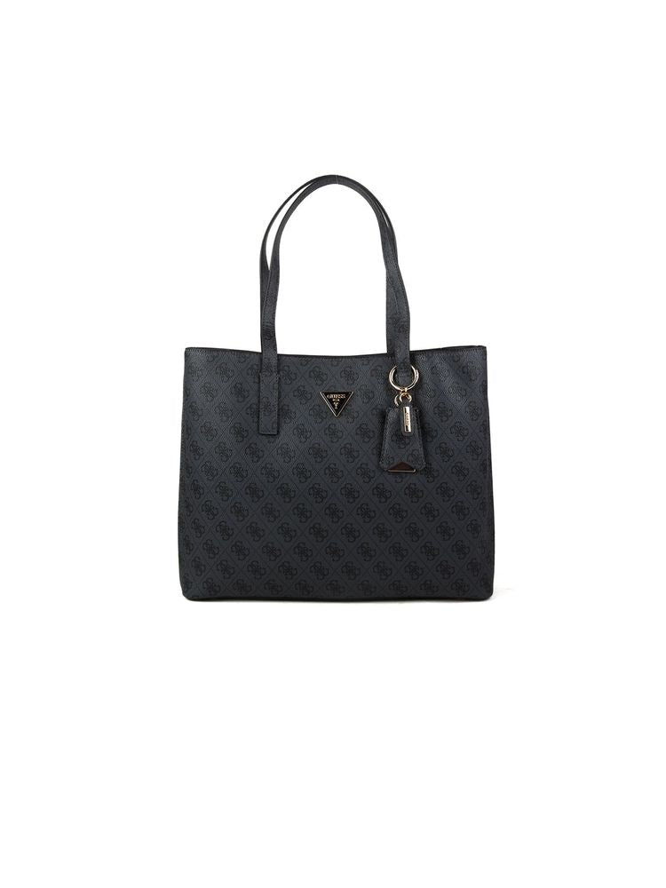 Guess Logo-Print Polyurethane Tote Bag — Black