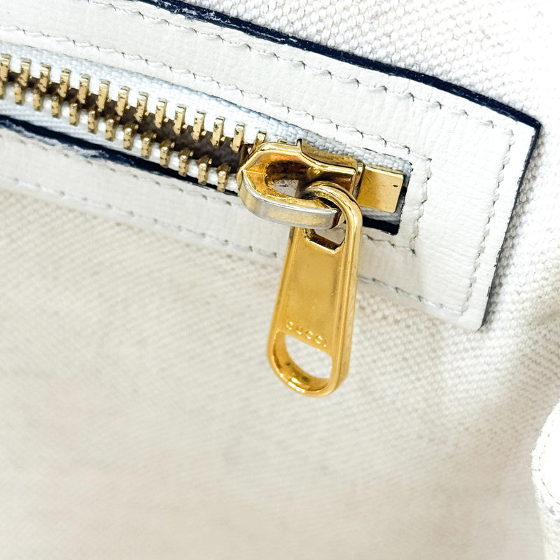 Gucci Horsebit 1955 Top Handle Gg Coated Canvas With Leather Beige Bag