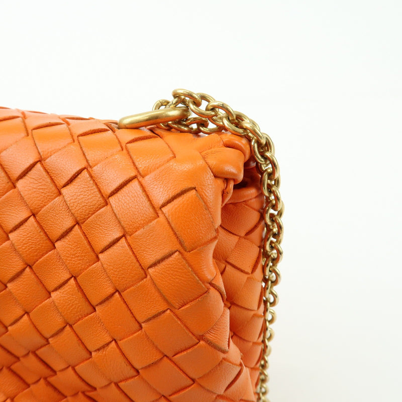Bottega Veneta Olimpia Intrecciato Nappa Orange Leather Bag