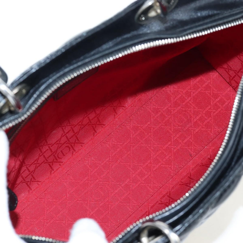 Christian Dior Lady Lambskin Black Leather Bag