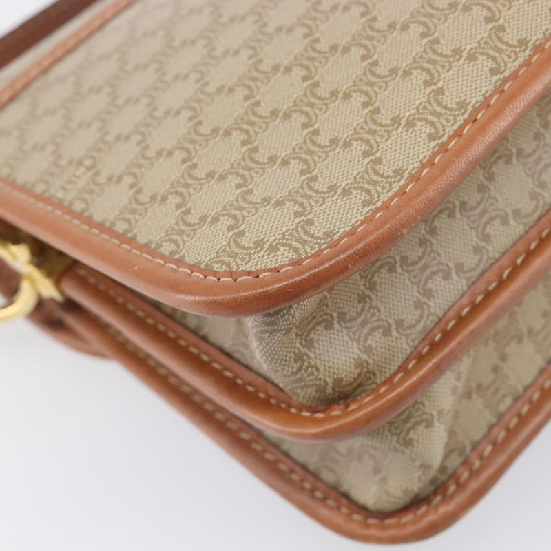 Celine Macadam Shoulder Canvas Beige Bag
