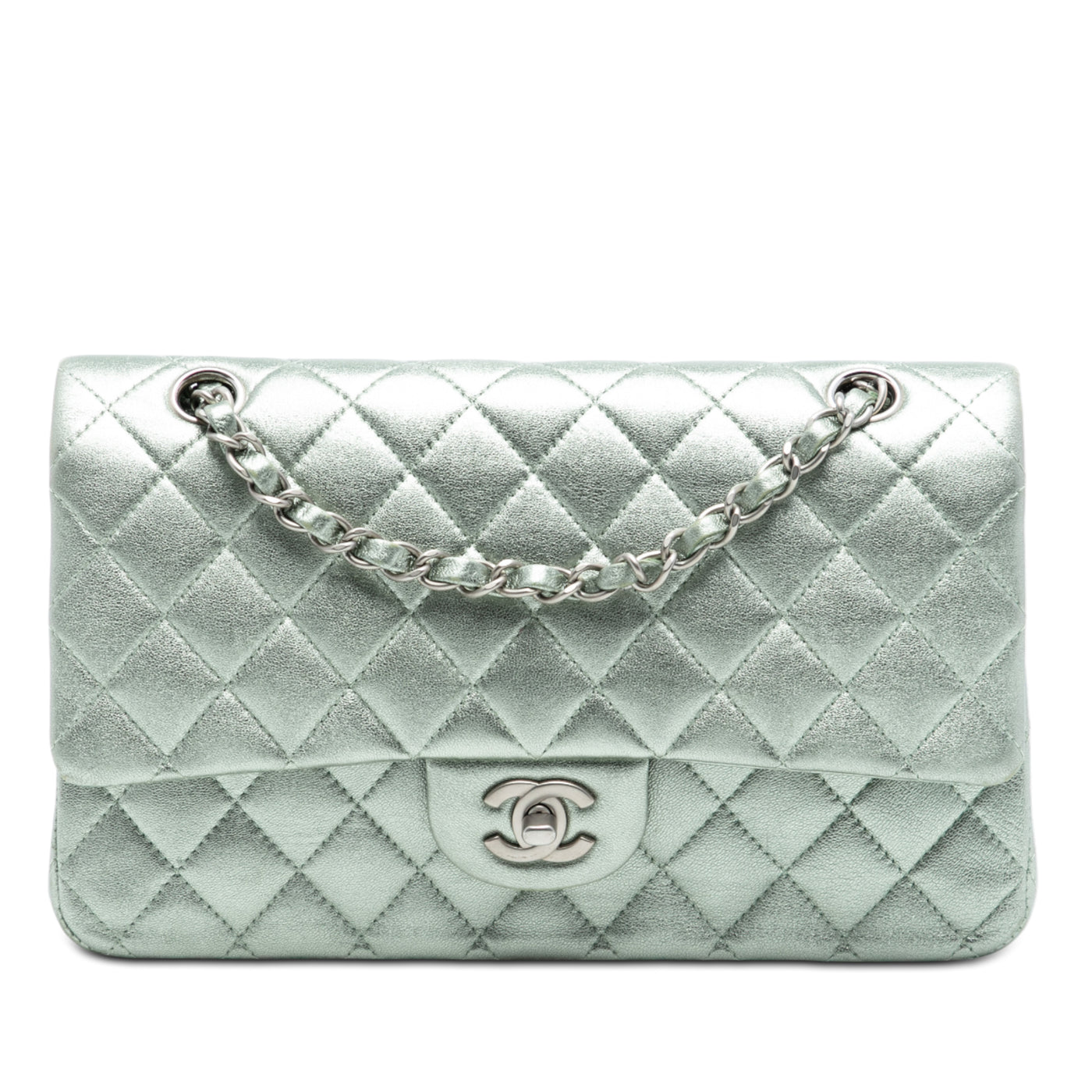 Medium Classic Metallic Lambskin Double Flap - Image 1