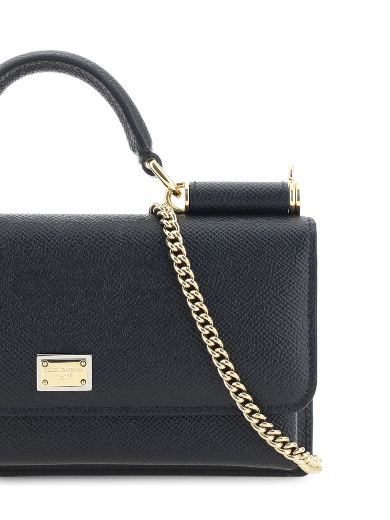 Dolce & Gabbana Micro Sicily Shoulder Bag — Black Calf Leather (bos Taurus)