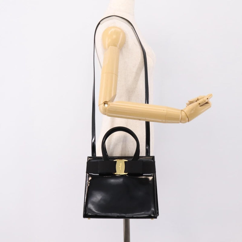 Salvatore Ferragamo Convertible Vara Bow Patent Leather Black Patent_leather Bag