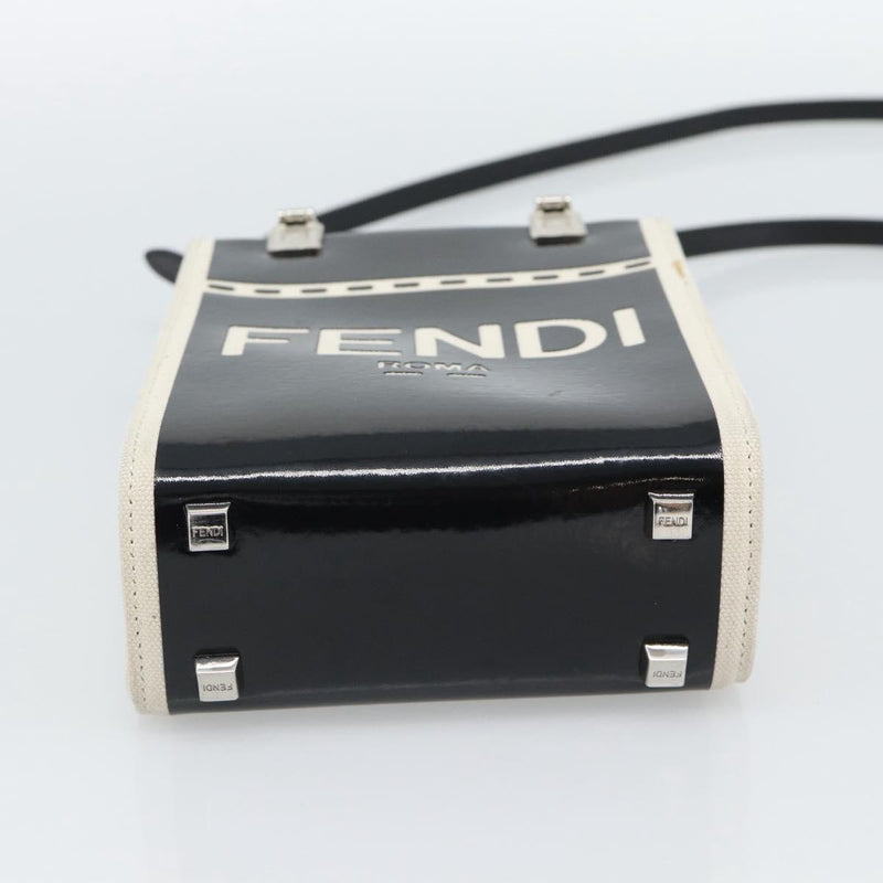 Fendi Sunshine Shopper Patent And Canvas Black Patent_leather Bag