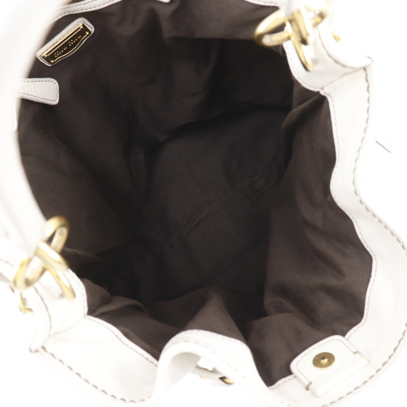 Miu Miu Madras Shoulder Leather Beige Bag
