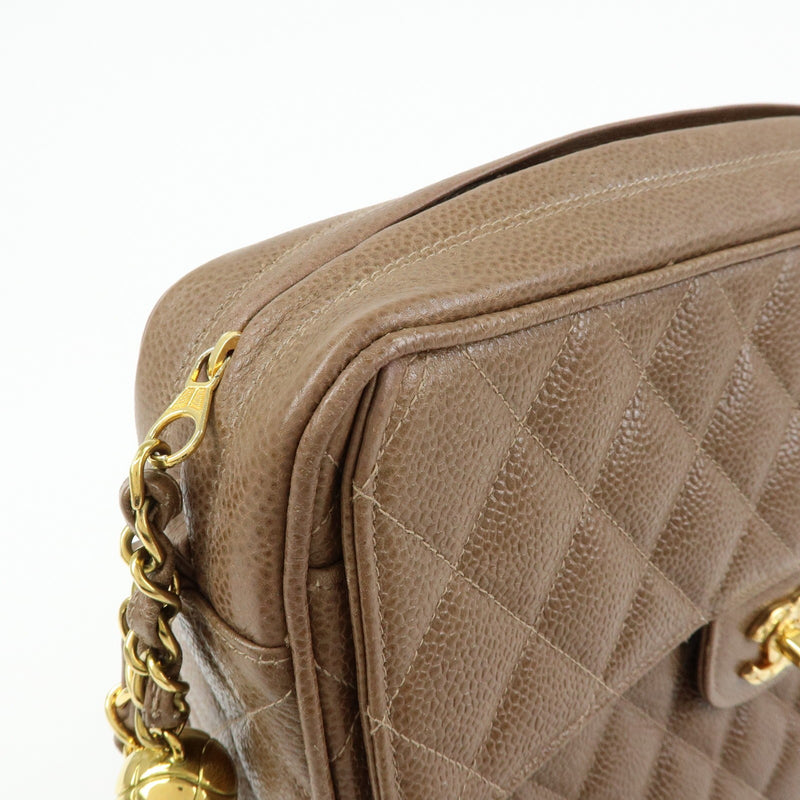 Chanel Vintage Front Pocket Camera Quilted Caviar Brown Leather Bag