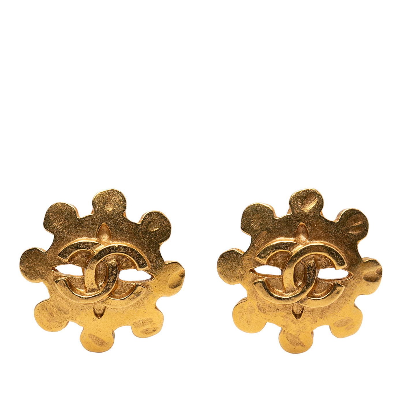 CC Gold Plated Flower Clip On Earrings - Image 1