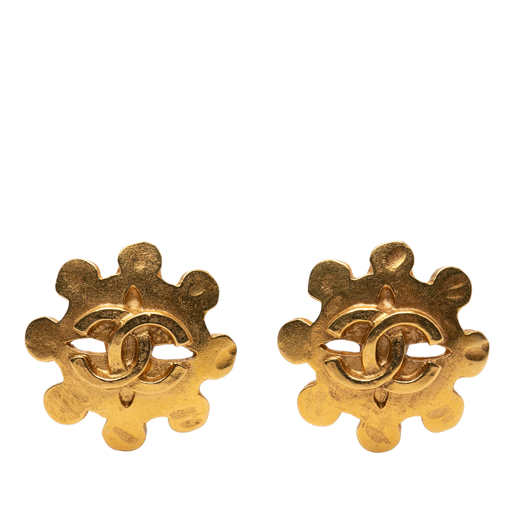 CC Gold Plated Flower Clip On Earrings - Image 1