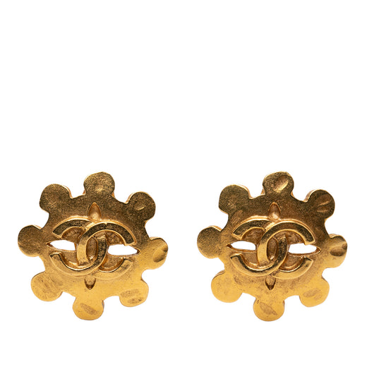 CC Gold Plated Flower Clip On Earrings - Image 1