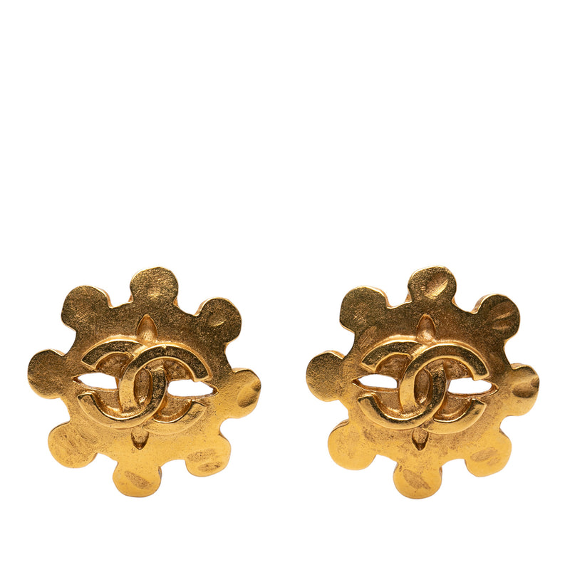 CC Gold Plated Flower Clip On Earrings