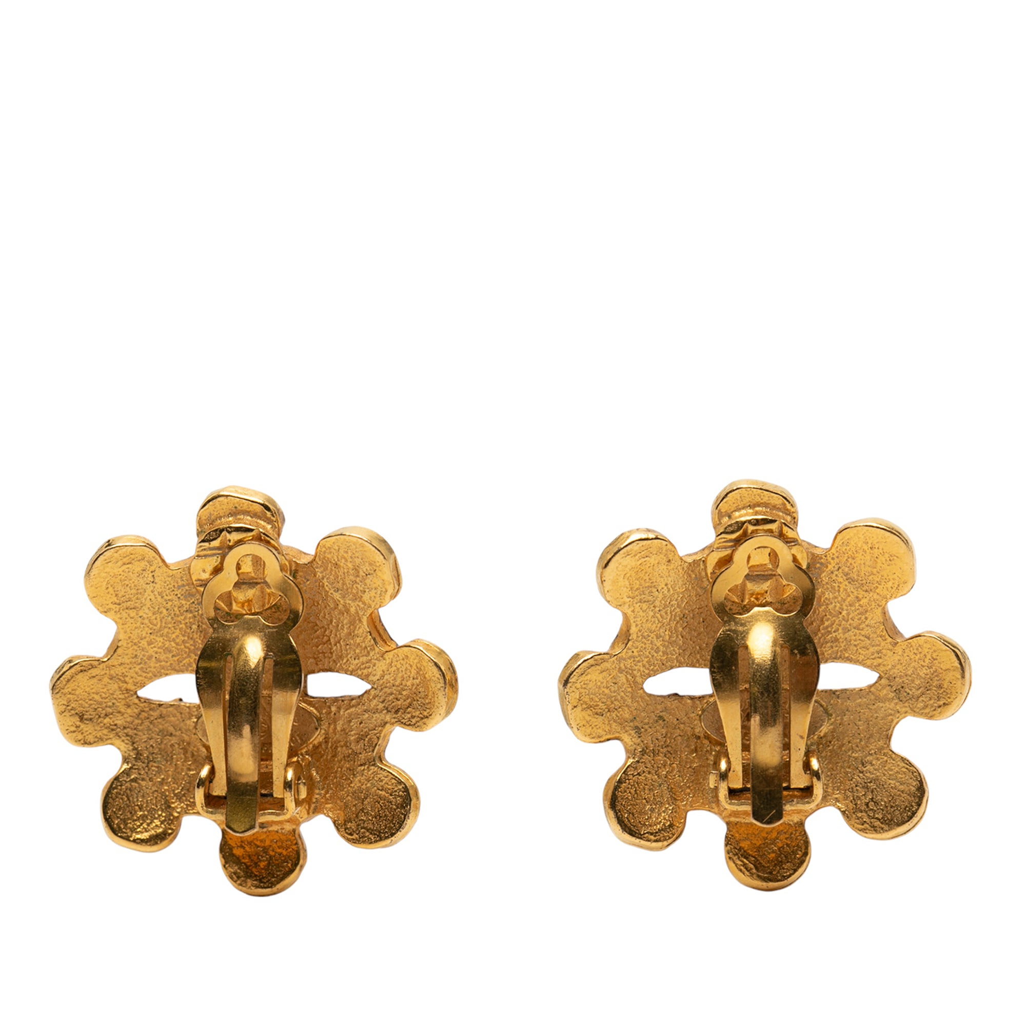 CC Gold Plated Flower Clip On Earrings - Image 2