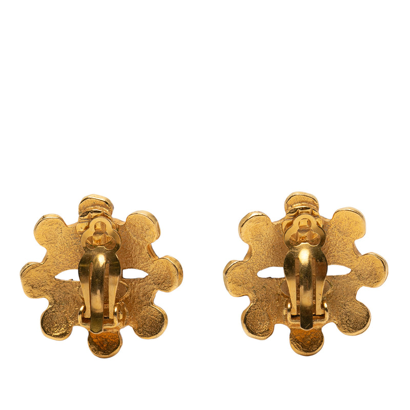 CC Gold Plated Flower Clip On Earrings - Image 2