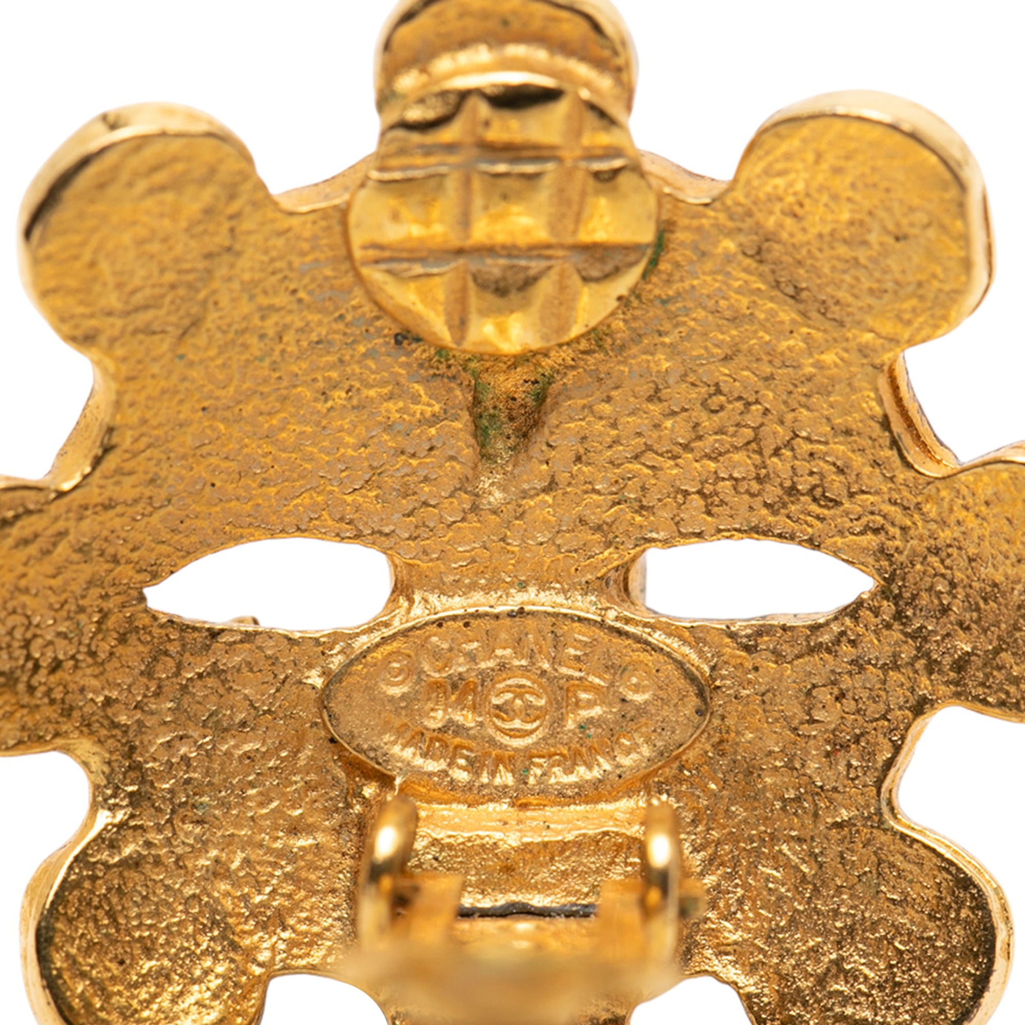 CC Gold Plated Flower Clip On Earrings - Image 3