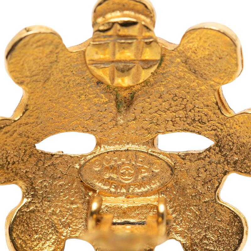 CC Gold Plated Flower Clip On Earrings - Image 3